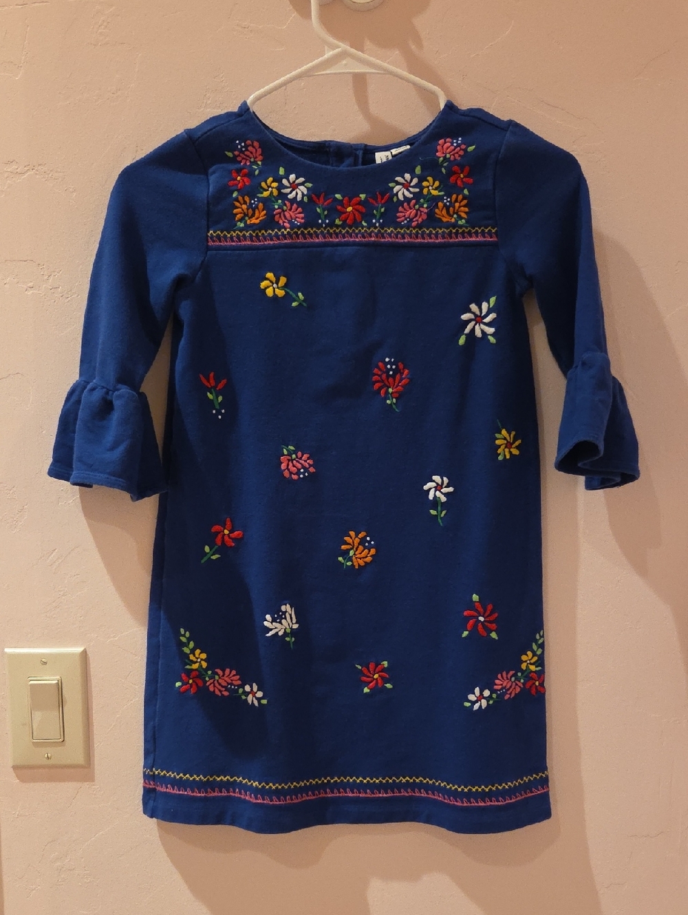 Janie and Jack Cobalt Blue Floral Embroidered Knit Dress